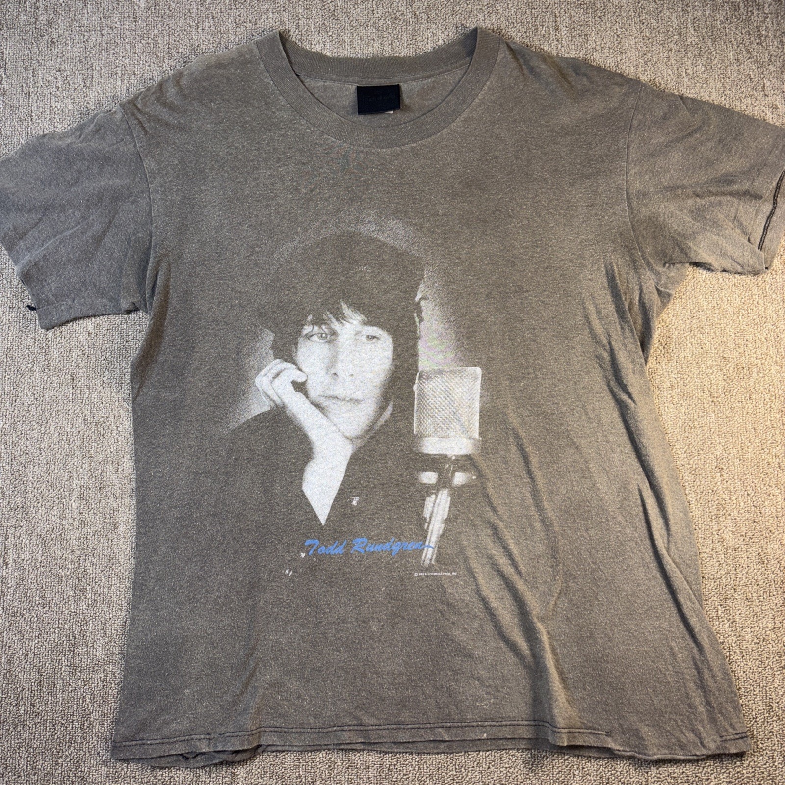Vtg 1985 Todd Rundgren A Capella Tour Shirt Gray Fade Large Single Stitch